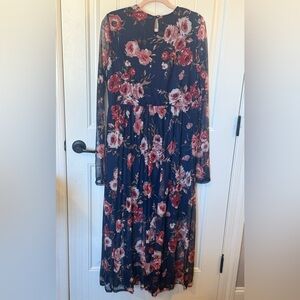 Haptics Navy Floral Long Sleeve Dress